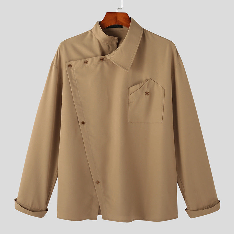 Irregular Lapel Shirt French Men's Clothing