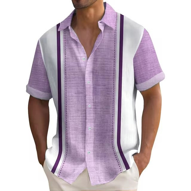 3D Digital Printing Summer Striped Shirt Male