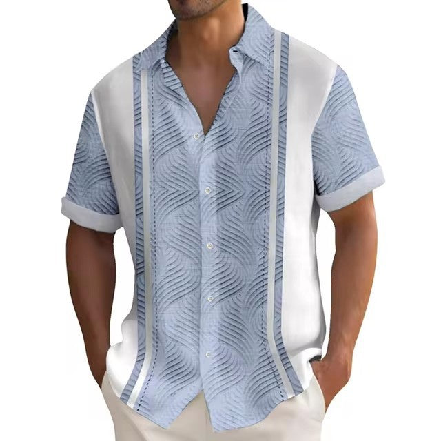 3D Digital Printing Summer Striped Shirt Male