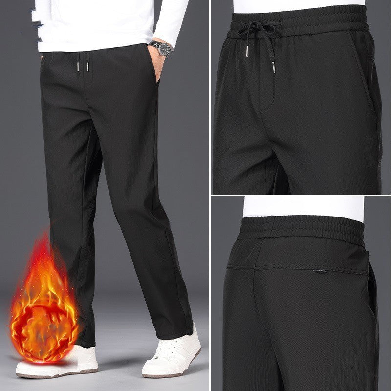 Business Straight Suit Pants Men's Fleece-lined Thickened